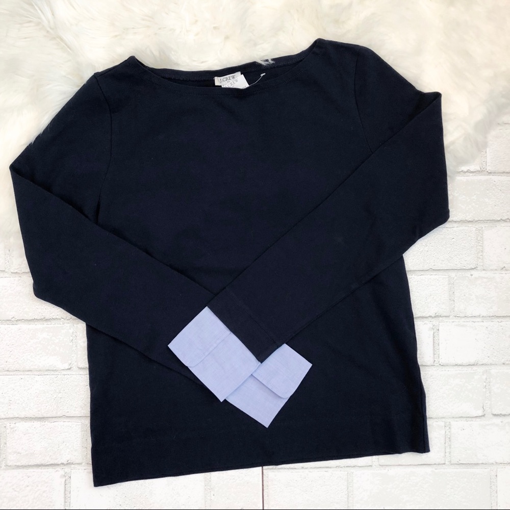 J Crew Navy long sleeve boatneck top